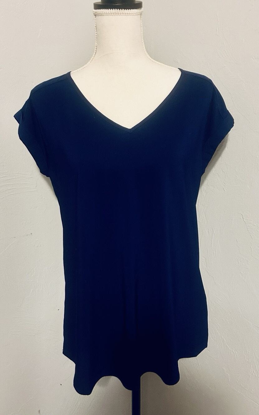 Express Navy Blue Sleeveless V Neck Blouse Women’s Medium Lightweight NWT